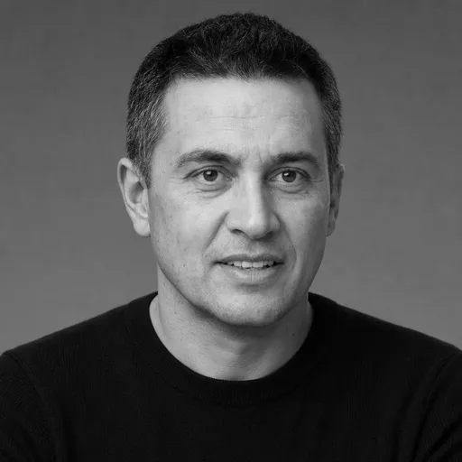 a man in his 50s with short greying hair in the Black & White style