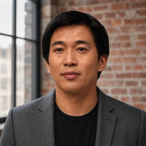 a man in his 30s of East Asian descent with short black hair in the Loft Window style, generated from that photo