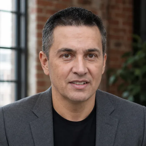 a man in his 50s with short greying hair in the Loft Window style