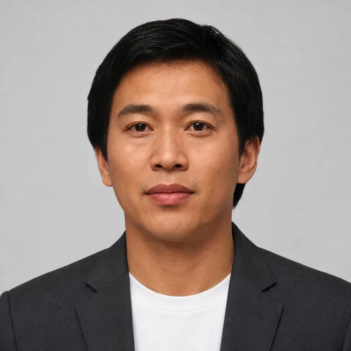 a man in his 30s of East Asian descent with short black hair in the The Classic style, generated from that photo